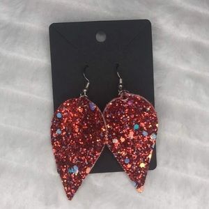 Red Glitter Earrings